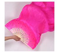 Velo Ventaglio,Ventagli Veli Danza del Ventre, Party Belly Dance Professional Riutilizzabile Costume Portatile Costume Stage Accessori Colorati Ventola Lunga Velo Velo(Rose)