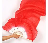 Velo Ventaglio,Ventagli Veli Danza del Ventre, Party Belly Dance Professional Riutilizzabile Costume Portatile Costume Stage Accessori Colorati Ventola Lunga Velo Velo(Red)