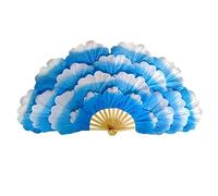 Velo Ventaglio,Ventagli Veli Danza del Ventre, Peonia Flower Fan Stage Performance Fan Double-Sided Large Flower Petals Fan Group Dance Performance Prop(Blue)