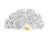 Velo Ventaglio,Ventagli Veli Danza del Ventre, Stage Performance Puntelli Dancing Silk Fan Belly Dance Dancing Peony Petony Double-Sided Large Petals(White,Right- Fan)