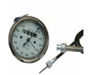 Velocimetro Smiths Speedo Bianco 120 Mph+54" Cavo per Royal Enfield BSA S2u