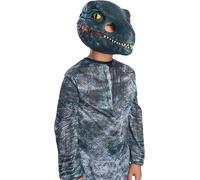 Velociraptor Blu Con Mobili Mascelle Maschera Bambini Dinosauro Maschera Costume