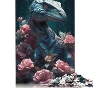 Velociraptor Fantasia Puzzle per adulti 500 puzzle Puzzle in legno per adulti Adolescenti Adolescenti Uomo Donna Regalo 500 pezzi (52x38 cm)