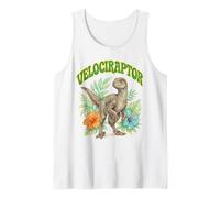 Velociraptor Groovy Floreale Acquerello Boho Velociraptor Canotta
