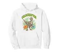 Velociraptor Groovy Floreale Acquerello Boho Velociraptor Felpa con Cappuccio