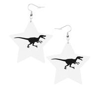 Velociraptor - Orecchini da donna a forma di dinosauro, con ciondolo a forma di stella scintillante, gioielli alla moda per una serata fuori, One Size, Pelle