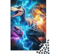 Velociraptor Puzzle 1000 Pezzi Puzzle per Adulti Fulmine Duello Dinosauri Gioco di Puzzle 1000 Pezzi Relax Decorazione Regalo 70x50cm/1000pcs
