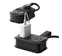 Velocitybe 7 in 1 Power Strip, 4 Outlets 3 USB Ports, Travel Powers Strips, for Home, Office, Travel, College Dorm (black)