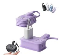 Velocitybe 7 in 1 Power Strip, 7 in 1 Power Strip, Frontaley 4 Outlets 3 USB Ports, with Non Surge Protector, for Home, Office, Travel, College Dorm,Portable mini Powerstrip (Purple)
