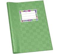 Veloflex 1352141 - Copertina per quaderno, formato DIN A5, struttura in rafia, rivestita in pellicola di polipropilene, con etichetta, confezione da 25, colore: Verde chiaro