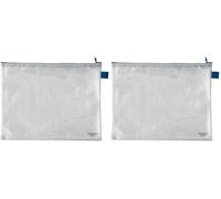 VELOFLEX 2704000 - Busta con zip DIN A4, busta portadocumenti in PVC rinforzato con tessuto, trasparente, 1 pezzo (Confezione da 2)