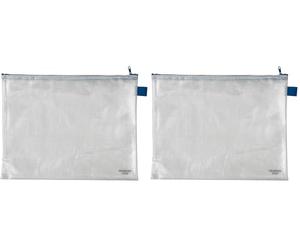 VELOFLEX 2704000 - Busta con zip DIN A4, busta portadocumenti in PVC rinforzato con tessuto, trasparente, 1 pezzo (Confezione da 2)
