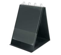 VELOFLEX 4133280 - Lavagna a fogli mobili da tavolo DIN A3 formato verticale, incl. maniche trasparenti, in PVC, supporto da tavolo per presentazione, lavagna a fogli mobili nera, raccoglitore ad anelli stand-up