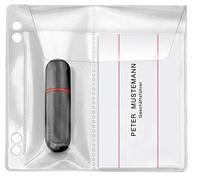 VELOFLEX 4377100 - Chiavetta USB in pellicola di PVC, 10 x 10 cm, con porta biglietti da visita, 100 pezzi, trasparente