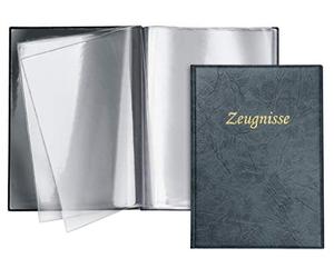 VELOFLEX 4401850 - Cartella portadocumenti DIN A4, a libro, in pelle, con 10 scomparti, blu