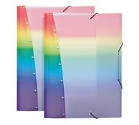 VELOFLEX 4432404-2 - Cartella Rainbow Diamond, DIN A3, 2 cartelle organizer con elastico, resistenti, cartella legale in PP