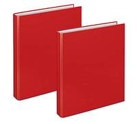 VELOFLEX - Raccoglitore Basic A4 con meccanismo a 2 anelli, 2 pezzi, rosso | Altezza di riempimento di 25 mm per circa 250 fogli da 80 g/m², ricaricabile, per la scuola, l’ufficio e il lavoro da casa