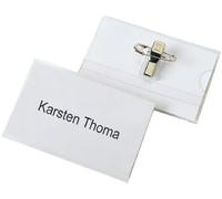 Veloflex - Targhetta portanome 60 x 90 mm con clip e spilla, 25 pezzi