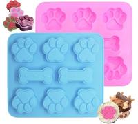 VELOKOVA 2 stampi in silicone a forma di zampa - Dog Treats Ice Lolly, Chocolate Baking Mould for Pet Wax Melts & Candy | Antiaderente, lavastoviglie
