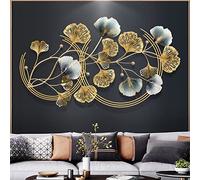 VELOMY 3D Foglie Decorazioni Parete Quadri in Metallo, Moderna Design Ginkgo Biloba Decorativi Scultura da Parete in Ferro Battuto per Casa Soggiorno Camera da Letto