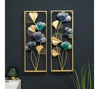 VELOMY Arte Decorazioni Parete Quadri in Metallo, Grande Moderna Design 3D Foglie di Ginkgo Biloba Decorativi Scultura da Parete in Ferro Battuto per Casa Soggiorno Camera da Letto