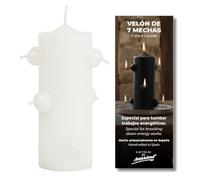 Velone bianco 7 stoppini per rituali di pulizia, purificazione e pace • 16 cm di altezza x 5,5 cm di larghezza • Candela esoterica per armonia, protezione spirituale e nuovi inizi