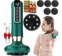 Velora Beauty Anticellulite, Velora Anti Cellulite Massager Originale Con Olio Essenziale, 12 Dispositivo Elettrico Guasha Regolabile Massaggiatore per Gambe Pancia Vita Braccia Glutei (Green)