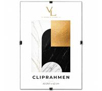 VELORA H&L Cornice a Giorno A3 29,7 x 42 cm - Cornice Clip con Plexiglass Trasparente e Pannello HDF per Foto, Poster, Diplomi, Certificati, Puzzle e Stampe, Verticale o Orizzontale