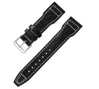 VELORE 20mm 21mm 22mm cinturino per orologio in vera pelle cinturino per rivetti a grana di bambù per IWC Mark PILOT PORTUGIESER cinturino accessori(Black white line 2,21mm)