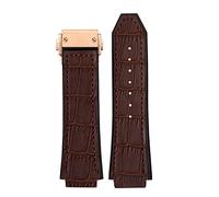 VELORE 25 * 19 millimetri vera pelle di mucca cinturino in gomma per HUBLOT Classic Fusion Universe Big Bang Series uomini cintura orologio Band Butterfly Buckl, 26-19mm, agata