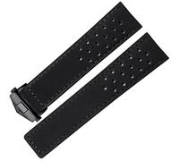 VELORE Canda di guardia in pelle genuina per ETICHETTA Cinta di orologio heuer fibbia pieghevole da 20 mm 22mm cuoio da guardia in pelle di mucca(Black-black,20mm)