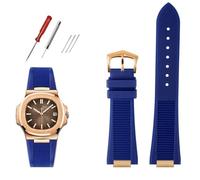 VELORE Cinturino in fluorosilicone di qualità per Patek Philippe Sport Elegante serie Nautilus 5711/5712/5980 Bracciale con cinturino per orologio impermeabile maschile(B Blue rose gold)