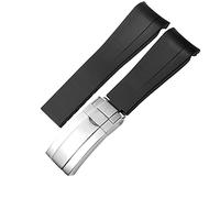 VELORE Per il cinturino in gomma Rolex, il cinturino delle storie, l'acqua verde, l'acqua verde, il subacqueo, il silicone verde 20 mm 21 mm cinturino (Black-silver,21mm)