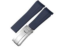 VELORE Per il cinturino in gomma Rolex, il cinturino delle storie, l'acqua verde, l'acqua verde, il subacqueo, il silicone verde 20 mm 21 mm cinturino (Blue-Silver,20mm)