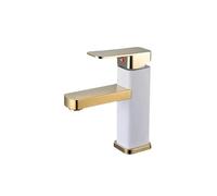 VELORE Rubinetto moderno per lavabo da bagno, miscelatore monocomando caldo e freddo, con anima in acciaio inox (oro bianco)