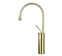 VELORE Rubinetto per lavabo in marmo bianco e oro spazzolato, miscelatore monocomando ad arco alto, per bagni in stile scandinavo (P)