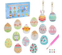 VeLoscient Diamond Painting Easter Set 15 Pieces, DIY Easter Eggs Diamond Painting Children's Keychain,Children's DIY Craft Gifts Gift