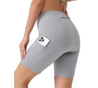 VeloVibe Pantaloni da ciclismo da donna imbottiti 6D con tasca, ad asciugatura rapida, da donna, elasticizzati, traspiranti, con imbottitura ampia e densa, senza dolore, grigio., M