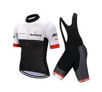 VeloZenith Abbigliamento Ciclismo da Uomo Estiva,Maglia Manica Corta Con 3 Tasche+3D Gel Pantaloncini,Traspirante Sportivo Ciclismo Moda Set per Mountain Bike Tuta MTB(bianco-rosso,M)