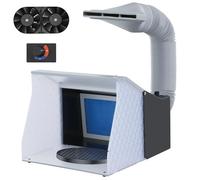 VELPAX Cabina di Verniciatura per Aerografo 9 m³/min, velocità Regolabile con Doppio Ventilatore, 4 LED, Giradischi 20cm - Portatile per Modellismo e Hobby Professionali con Tubo Telescopico
