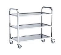 VELPAX Carrello da pranzo da cucina a 3 piani, 95x50x95 cm Carrello da pranzo in acciaio inox, rotolamento silenzioso per stoccaggio clinico Cucina Hotel Salone di bellezza