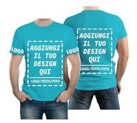 velquessa Maglietta Personalizzata per Uomo Donna,Progettare la Propria Magliette Personalizzate Aggiungi Testo/Immagine/Logo,Maglia Personalizzata Stampata Fronte, Retro e Lati delle Maniche della