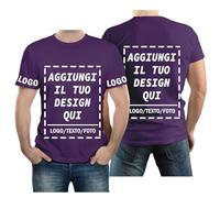 velquessa Maglietta Personalizzata per Uomo Donna,Progettare la Propria Magliette Personalizzate Aggiungi Testo/Immagine/Logo,Maglia Personalizzata Stampata Fronte, Retro e Lati delle Maniche della