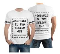 velquessa Maglietta Personalizzata per Uomo Donna,Progettare la Propria Magliette Personalizzate Aggiungi Testo/Immagine/Logo,Maglia Personalizzata Stampata Fronte, Retro e Lati delle Maniche della