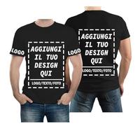 velquessa Maglietta Personalizzata per Uomo Donna,Progettare la Propria Magliette Personalizzate Aggiungi Testo/Immagine/Logo,Maglia Personalizzata Stampata Fronte, Retro e Lati delle Maniche della