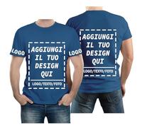 velquessa Maglietta Personalizzata per Uomo Donna,Progettare la Propria Magliette Personalizzate Aggiungi Testo/Immagine/Logo,Maglia Personalizzata Stampata Fronte, Retro e Lati delle Maniche della