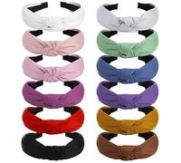 VELSCRUN 12 Pack Satin Headbands for Women Non Slip Wide Knotted Black White Headband Cute Boho Head Bands Silk Headbands Hair Band Hair Accessories Womens Sisters Girls Gifts Fashion Headband