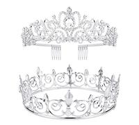 Velscrun Donne e Uomini Re Corona Regina Tiara Accessori per Prom Matrimonio Halloween Copricapo 01