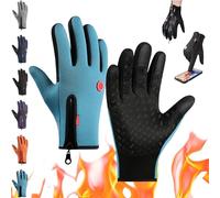 Velura Gloves, Velura Winter Gloves, Thermal Touch Screen Windproof Glove, Waterproof & Windproof Thermal Non-Slip (Light Blue,XXL)