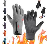 Velura Gloves, Velura Winter Gloves, Thermal Touch Screen Windproof Glove, Waterproof & Windproof Thermal Non-Slip (Gray,L)